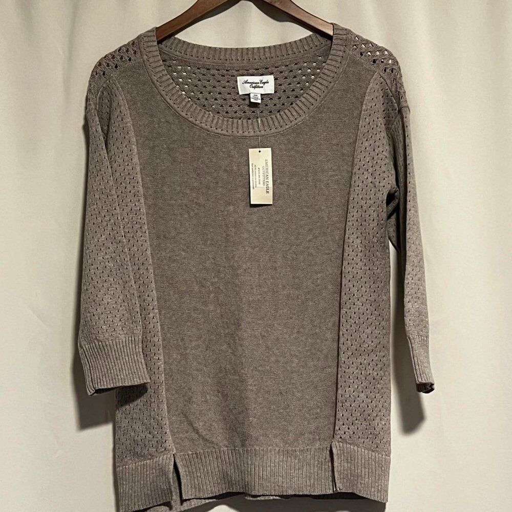 NWT American Eagle Sweater Taupe !00% Cotton Size M